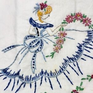 Southern Belle Pillowcases Crinoline Handmade‎ Vintage Embroidery Unfinished (2}